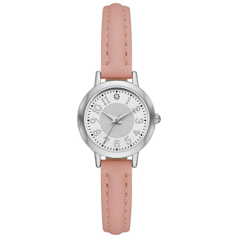 Women's Analog Wristwatch with Silver Tone Case and Faux Leather Strap