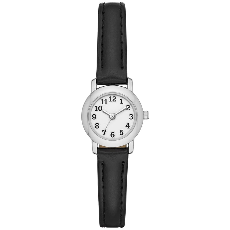 Women's Analog Wristwatch with Faux Leather Strap - Silver Tone, Classic Style