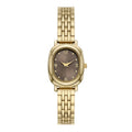 Women's Gold Tone Wristwatch with Taupe Sunray Dial and 5-Link Bracelet