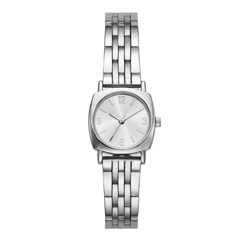 Women's Silver Square Cushion Watch 26mm with Sunray Dial & 5-Link Bracelet