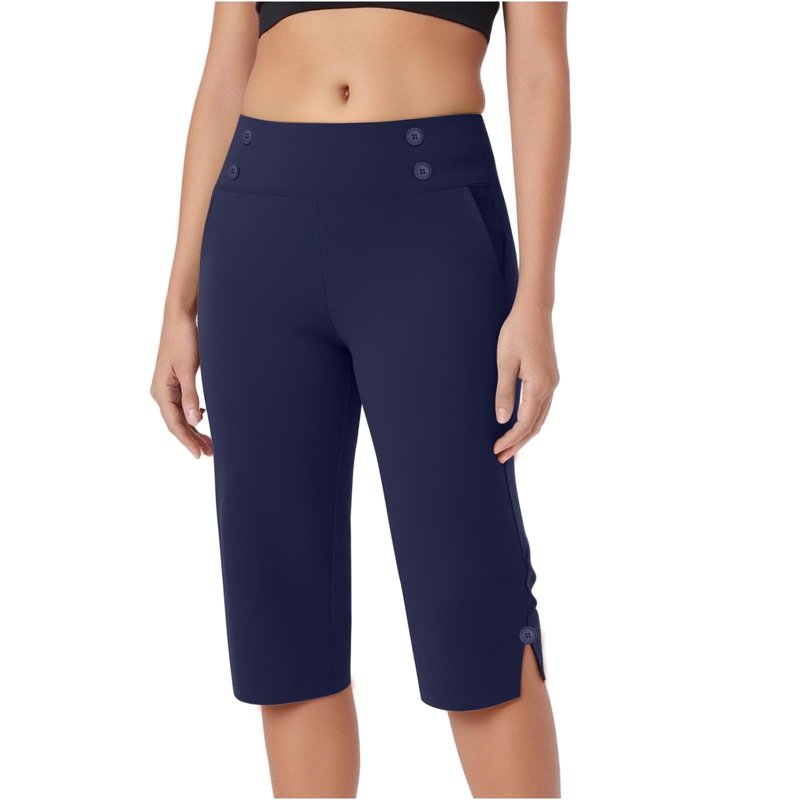 Women's High Waist Capri Pants with Pockets - Casual Summer Stretch Trousers