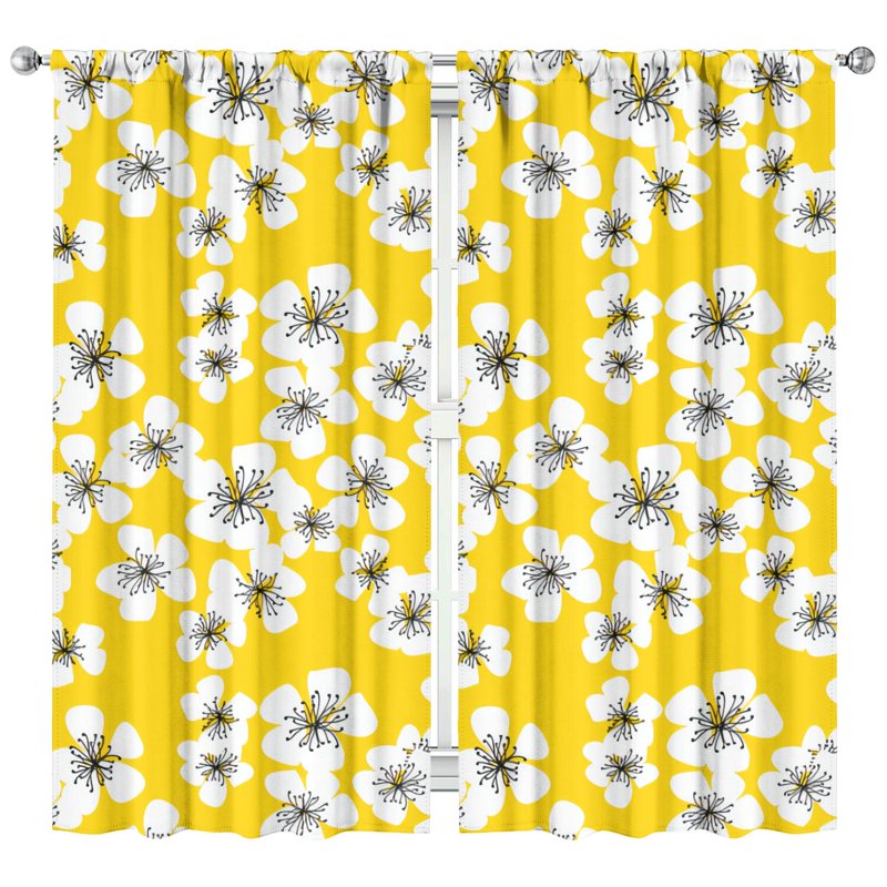 Floral Blackout Curtains 42x84 Inch Rod Pocket Drapes for Bedroom & Living Room
