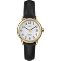 Timex Ladies' Dress Watch Black Leather Strap Easy-Read Dial Water-Resistant
