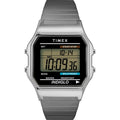 Men's Digital Casual Watch 34mm Silver-Tone Stainless Steel Band