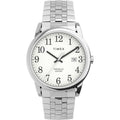 Men's 38mm Silver-Tone Watch with White Dial and Easy Fit Expansion Band