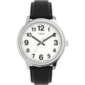 Timex Men's Easy Reader Bold 43mm Watch Silver-Tone Case White Dial Leather Strap