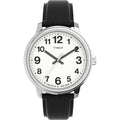Timex Men's Easy Reader Bold Watch with Black Leather Strap, Indiglo Light, Water Resistant 50m