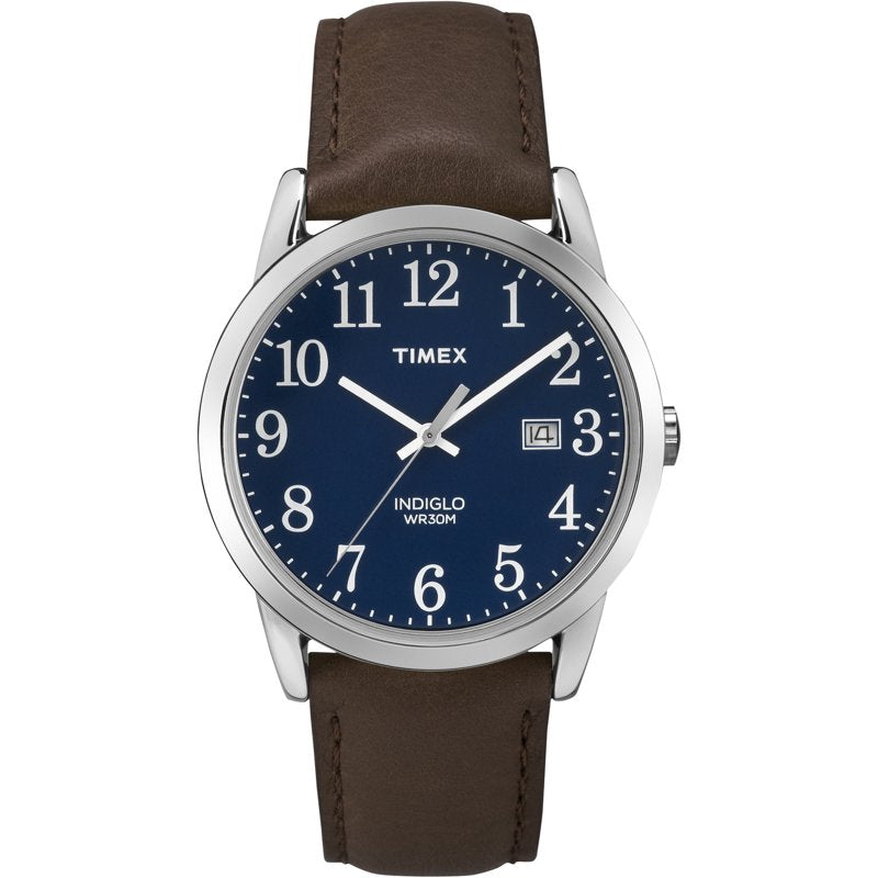 Casual Men's Waterproof Watch with Leather Strap, Date, 38mm Dial