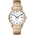 Casual Men's Gold/White 35mm Easy Reader Watch with Date and Tapered Expansion Band