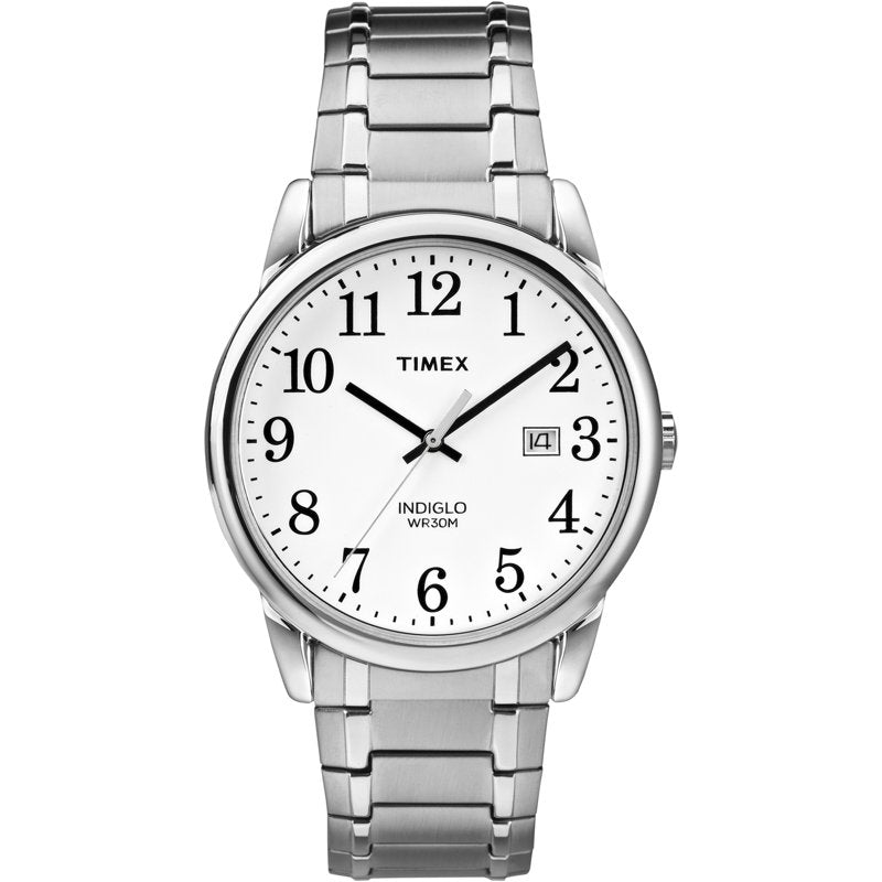 Casual Men's Watch with Silver/White Dial and Tapered Expansion Band - 38mm