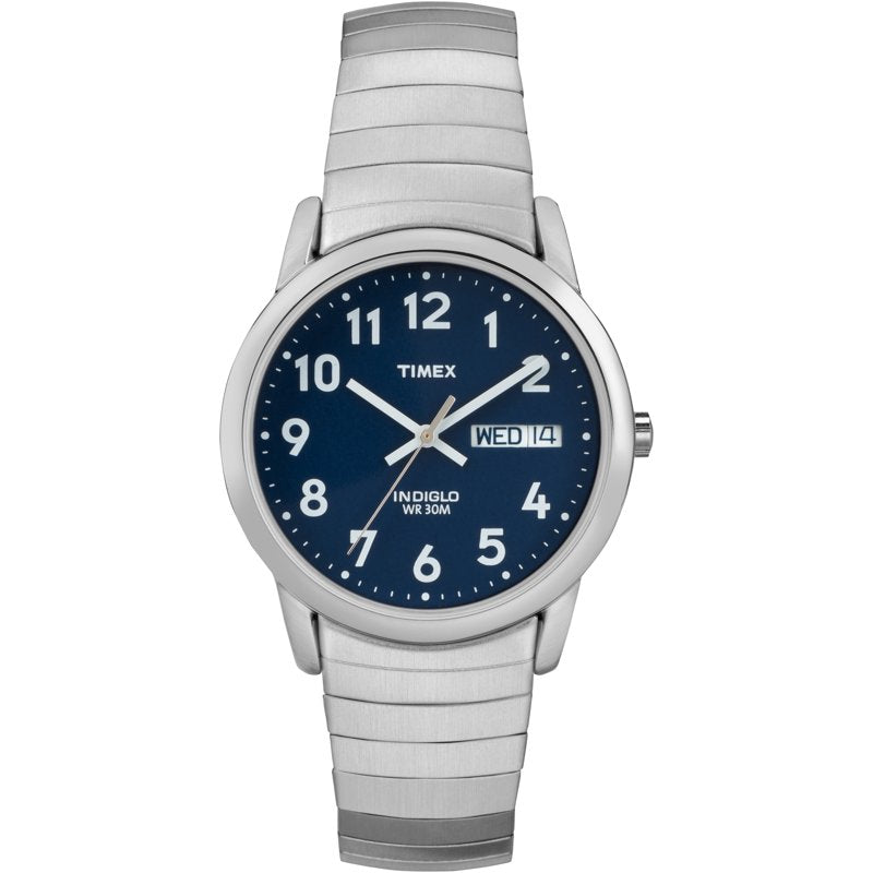 Men's Easy Reader Watch with Day-Date and Indiglo Night Light - Water Resistant