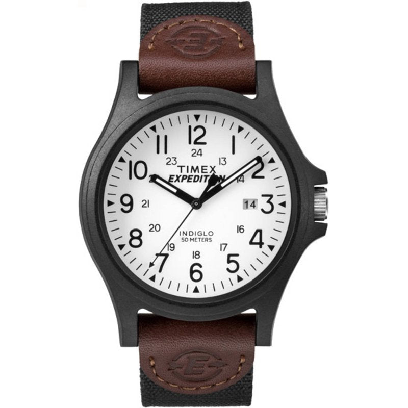 Men's Expedition 40mm Sport Watch with Resin Case and Leather & Fabric Strap
