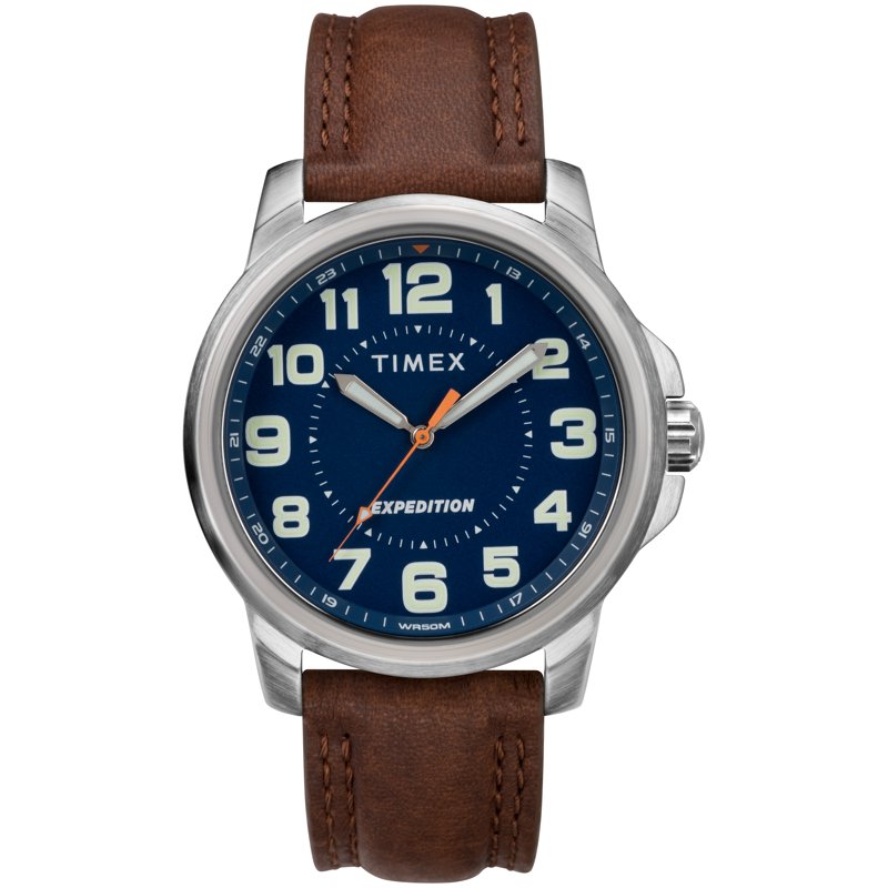 Men's Expedition Field Watch with Leather Strap, 50m Water Resistance