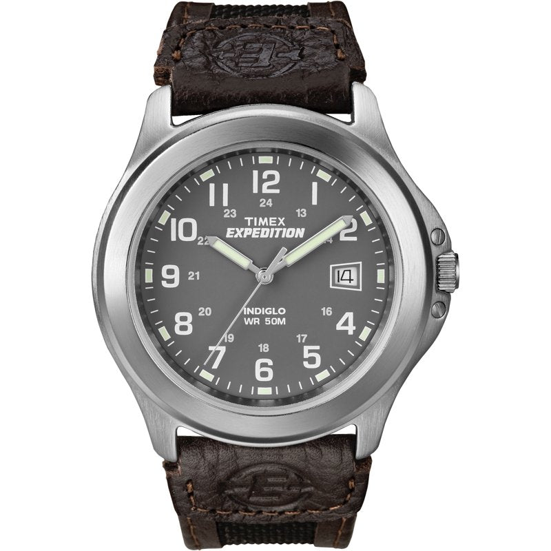 Men's Outdoor Expedition Metal Field Watch 40mm with Leather & Fabric Strap