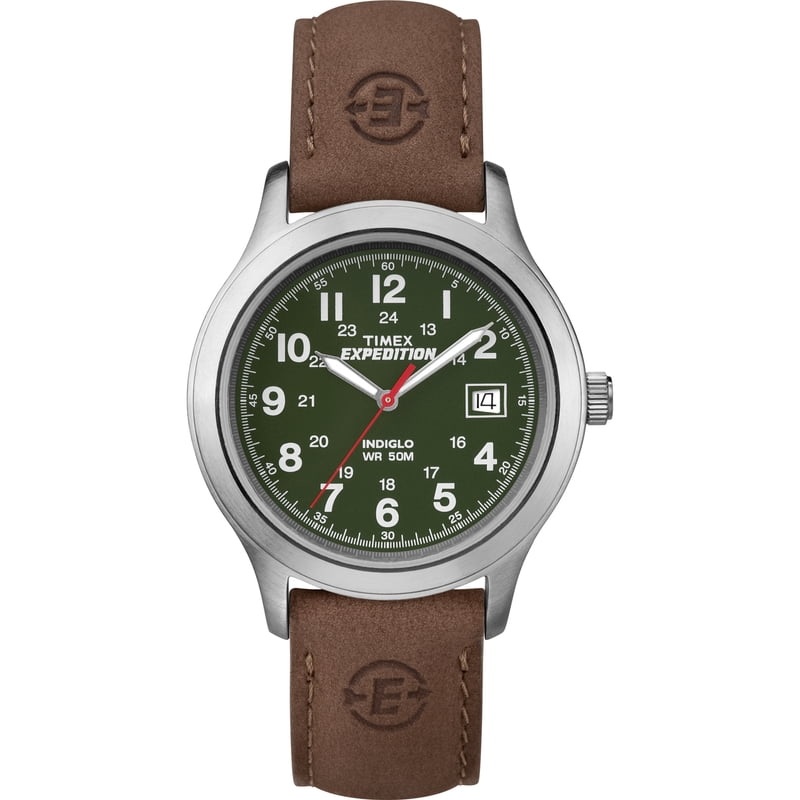 Men's Expedition Metal Field Watch with Leather Strap - 39mm Outdoor Watch