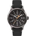 Men's Black Leather Strap Watch with Date and Indiglo Light - 40mm