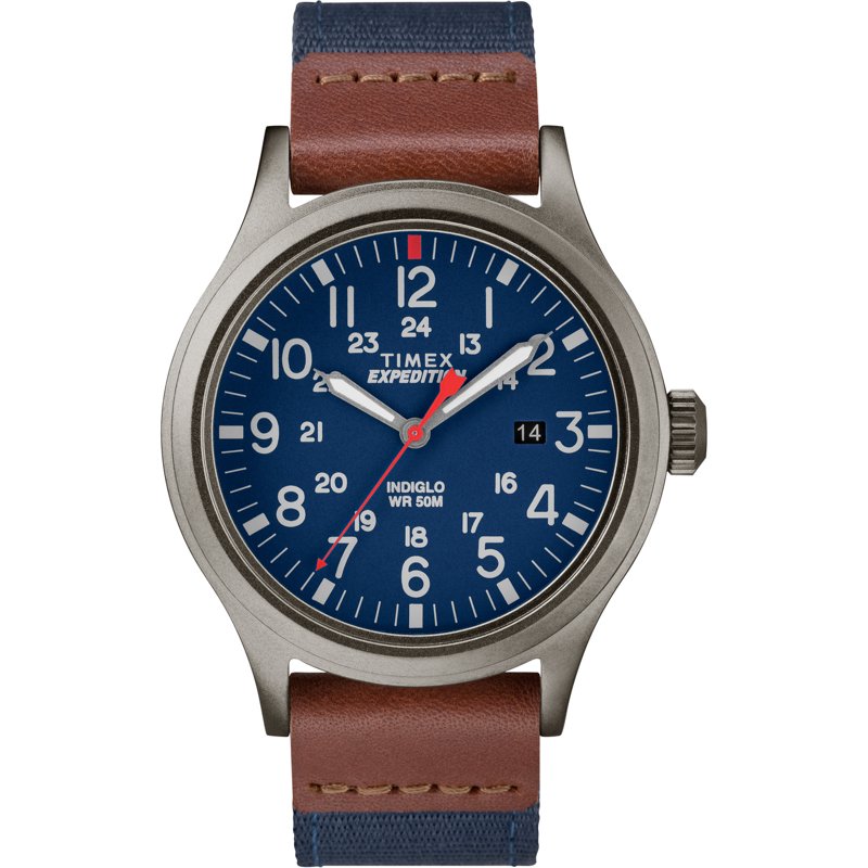 Timex Men's Expedition Scout 40mm Watch with Blue Dial and Fabric Leather Strap