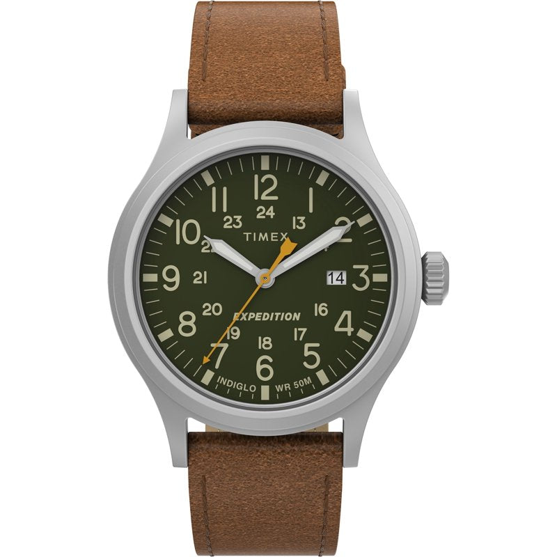 Men's Rugged Outdoor Watch with Leather Strap Water Resistant 50m