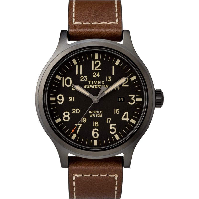 Men's Expedition Watch with Brown Leather Strap - 40mm Analog Timepiece