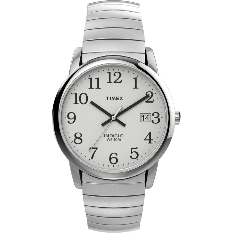 Timex Men's Silver Expansion Band Watch with Indiglo and Date