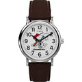 Men's Baseball Watch with Snoopy Dial - 38mm Sport Watch, Brown Leather Strap