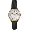Casual Women's Watch with Leather Strap and Date Function - Black/Gold/White