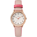 Women’s Pink Rose Gold Casual Watch with Leather Strap - Easy Reader 30mm