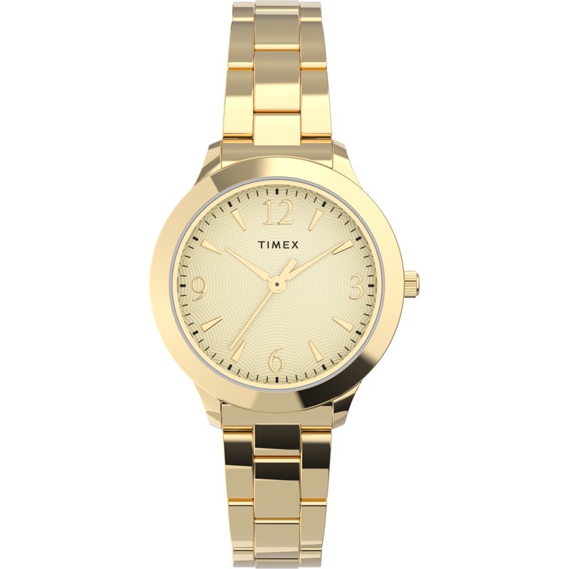Timex Women's 32mm Gold-Tone Dress Watch with Champagne Dial & Steel Bracelet