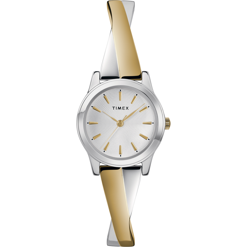 Timex Women's Crisscross Stretch Bangle Watch - Two-Tone 25mm Fashion Accessory