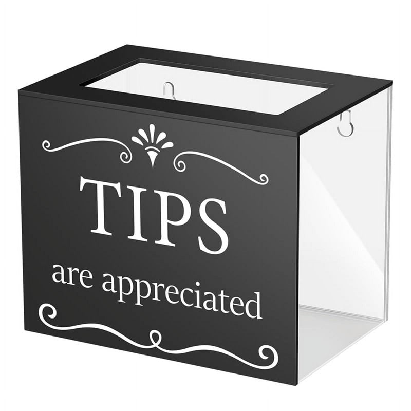 Acrylic Tip Jar for Money Donations Raffle and Tips 6x4x5 Inch
