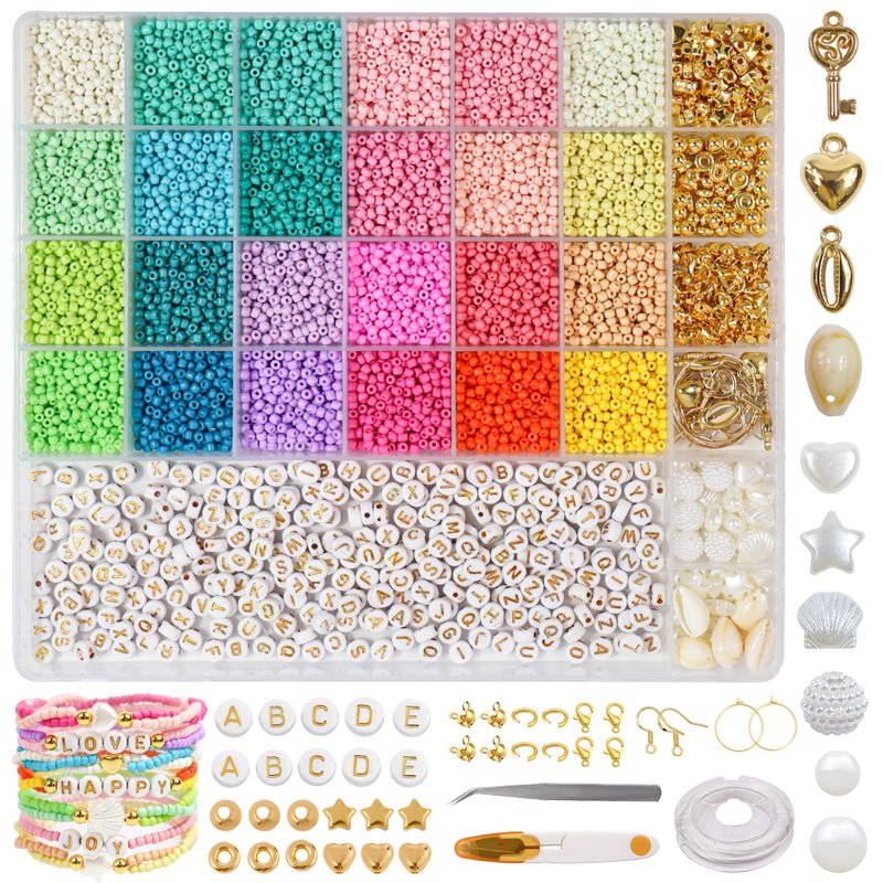 DIY Bracelets Making Kit with 12,000 Beads for Jewelry Crafting, All Colors Included