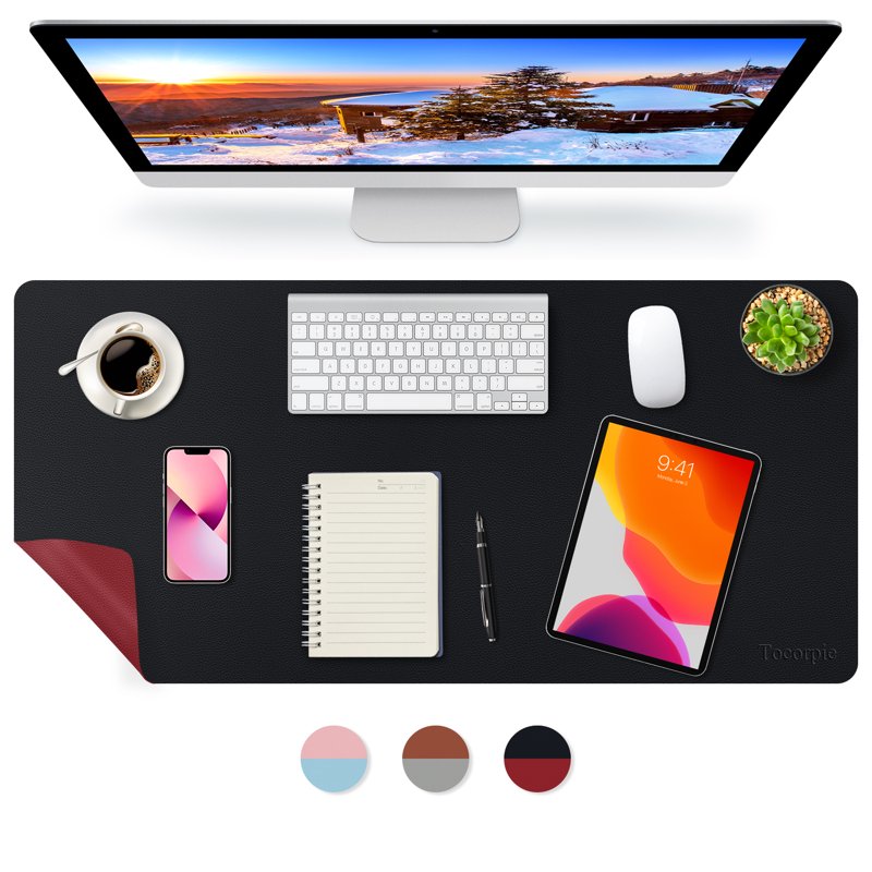 Large Waterproof PU Leather Desk Mat - Dual-Sided Office & Home Desk Pad