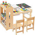 Adjustable Height Kids Activity Table with Storage Shelves and Chairs - Toddler Play Desk