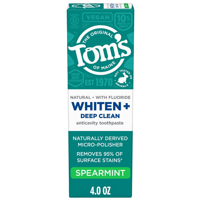 Spearmint Tom’s of Maine Whiten Plus Deep Clean Fluoride Toothpaste 4 oz