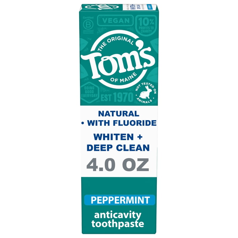 Whiten Plus Deep Clean Toothpaste with Fluoride, Peppermint - 4.0 oz (Peppermint) Tom’s of Maine