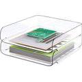 Stackable Desk Paper Tray Set - A4 Clear PET Office Organizer for Files & Documents
