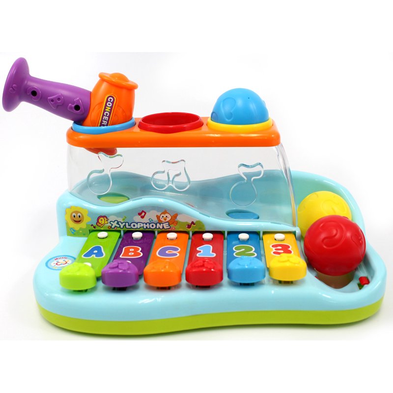 Kids Musical Xylophone Piano Playbench with Hammer and Balls - Colorful Toddler Toy