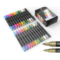 Metallic Acrylic Paint Pens Set for Rocks Glass Mugs - 24 Colors, Fine & Medium Tips