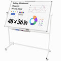 Large Rolling Whiteboard on Wheels - 48 x 36 Inches Magnetic Dry Erase Board with Stand