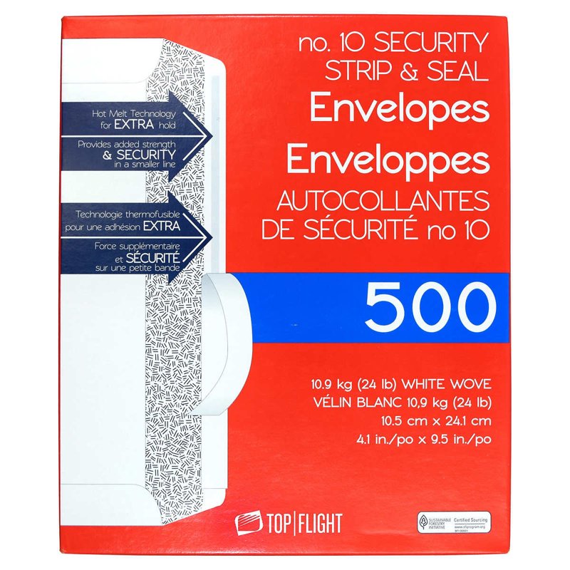Security Strip & Seal Envelopes 4 1/8 x 9 1/2 Inches 500 Pack