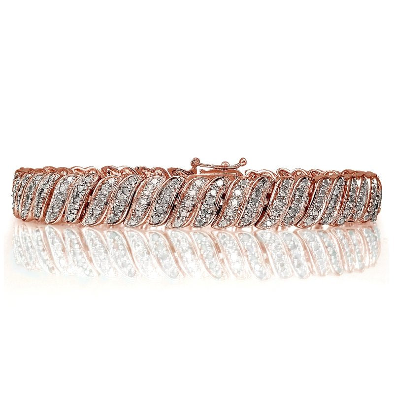 Diamond Tennis Bracelet 1.00 ct. t.w. in Rose Gold & Silvertone, 7.5 Inches