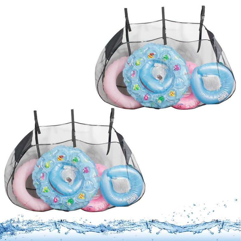 Heavy Duty Pool Toy Storage Nets 2 Pack - Mesh Organizer for Floats & Toys