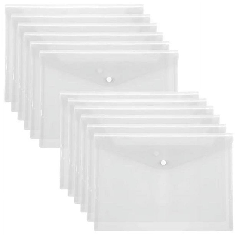 Waterproof Plastic File Folders Set with Snap Closures - A4 Letter Size Organizers, 12 Pack