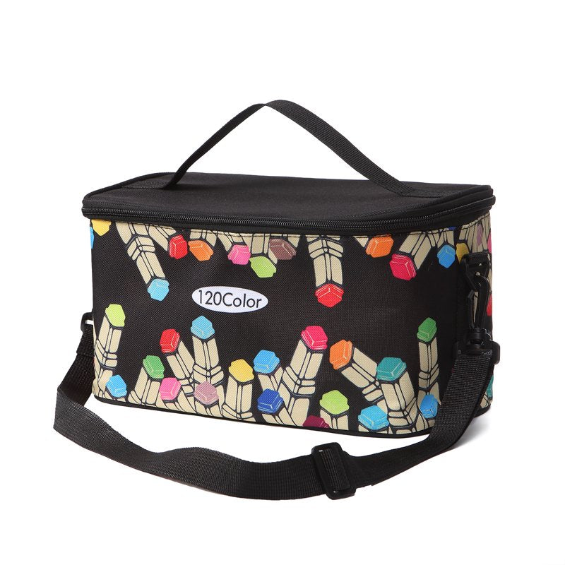 Marker Pen Organizer Case with Multiple Compartments and Carry Handle - Holds 120 Markers