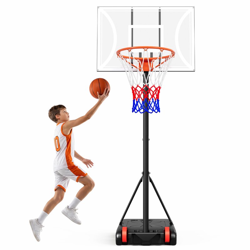 Portable Adjustable Basketball Hoop System - 29-Inch Backboard, 3-7 FT Height, Outdoor/Indoor