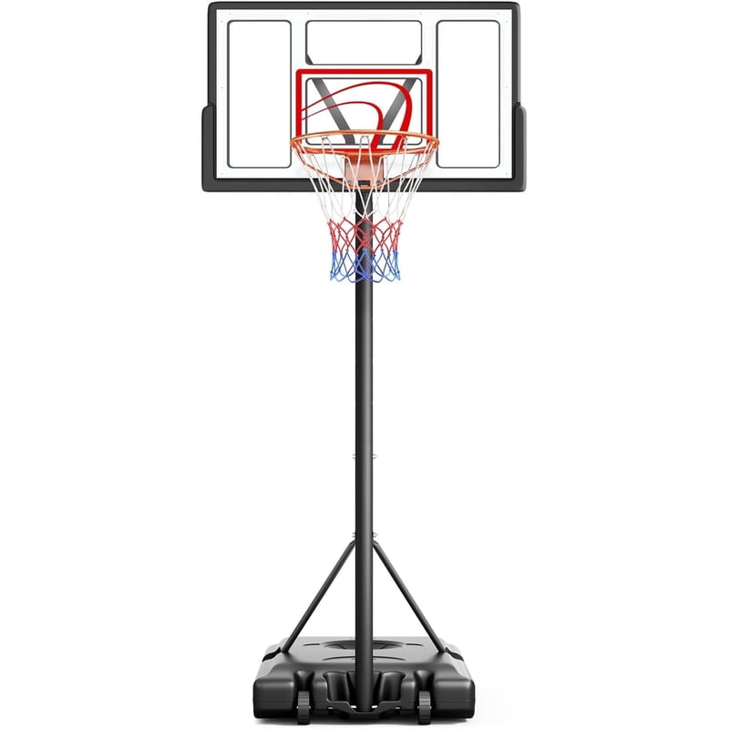 Portable Adjustable Basketball Hoop System - 44-Inch Backboard, 4.43-10ft Height, Outdoor Youth & Adult