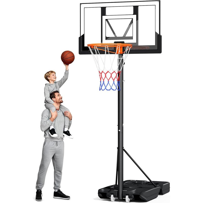 40-Inch Portable Basketball Hoop with Adjustable Height & Shatterproof Backboard