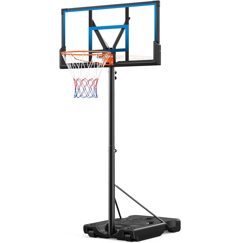 Portable Basketball Hoop with 46-Inch Backboard, Adjustable Height, Steel Rim