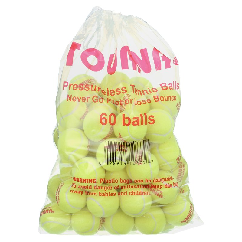 Pressureless Tennis Balls - Pack of 60 for Practice & Play
