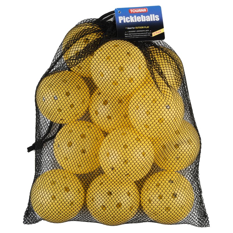 Tourna Strike Outdoor Pickleballs – 12 Pack in Mesh Bag